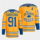 Men's St. Louis Blues #91 Vladimir Tarasenko Yellow 2022-23 Reverse Retro Stitched Jersey Dzhi,baseball caps,new era cap wholesale,wholesale hats